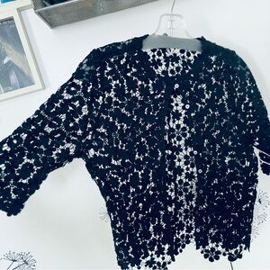 Morgane Le Fay Black Floral Lace Top